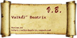 Valkó Beatrix névjegykártya