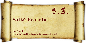 Valkó Beatrix névjegykártya